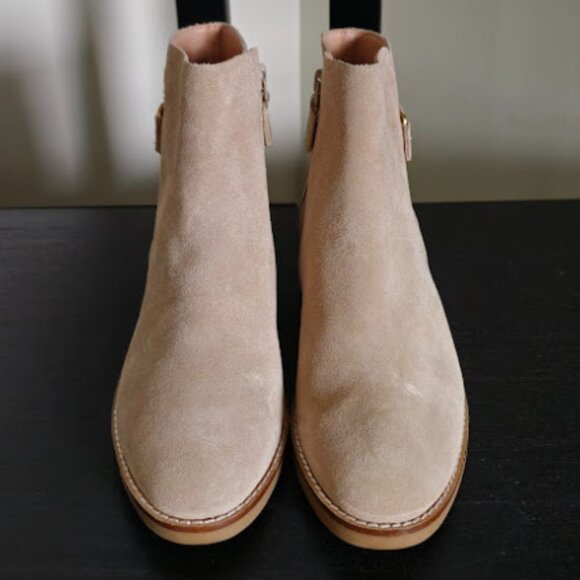 NWOB Cole Haan Hampshire Leather 1.5" Stacked Heel Side Zip Buckle Ankle Boots - Picture 2 of 15